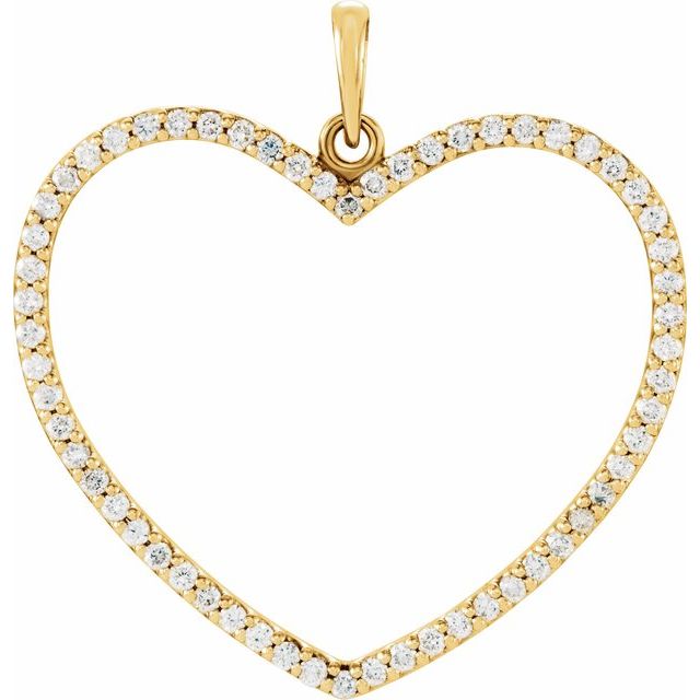 14k Yellow 3/8 Ctw Natural Diamond Heart Pendant