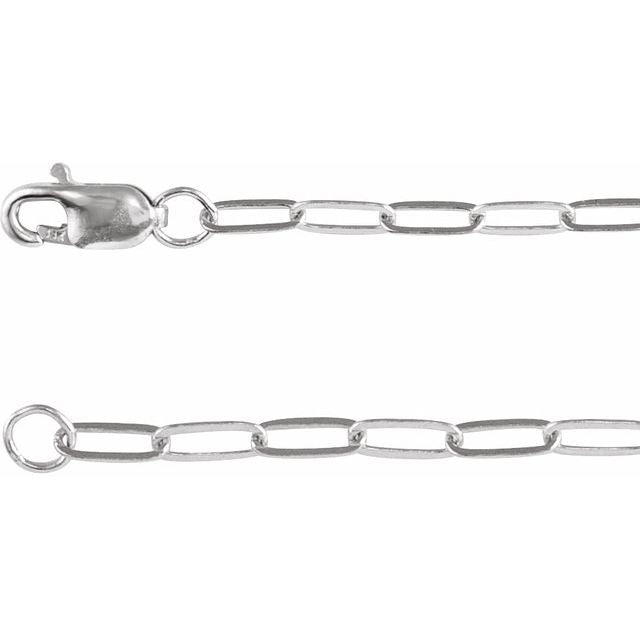 14K White 2.1 mm Paperclip-Style 7' Chain