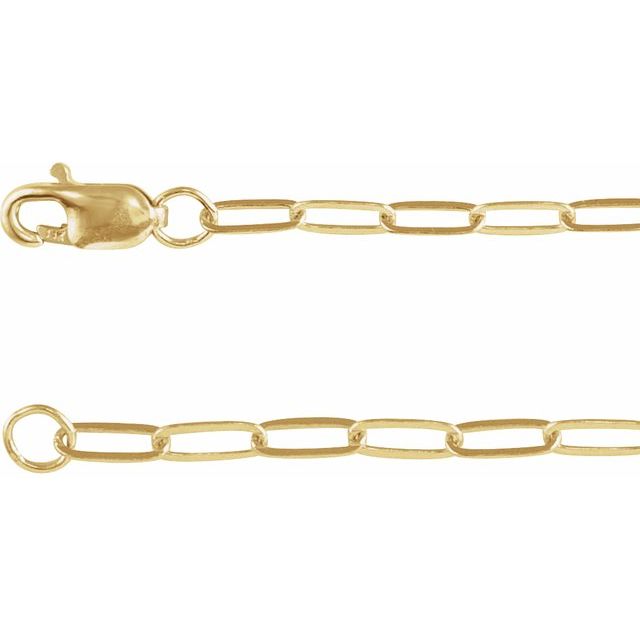 14K Yellow 2.1 mm Paperclip-Style 7' Chain