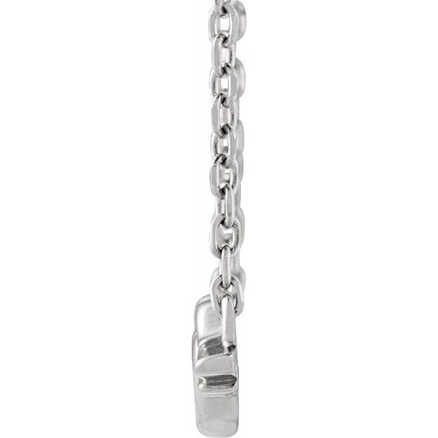 14K White Heart with Angel Wings 18' Necklace