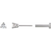 14K White .03 CT Natural Diamond Press Fit Back Stud Earring