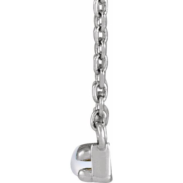 Platinum Cabochon Natural Rainbow Moonstone Bar 18' Necklace