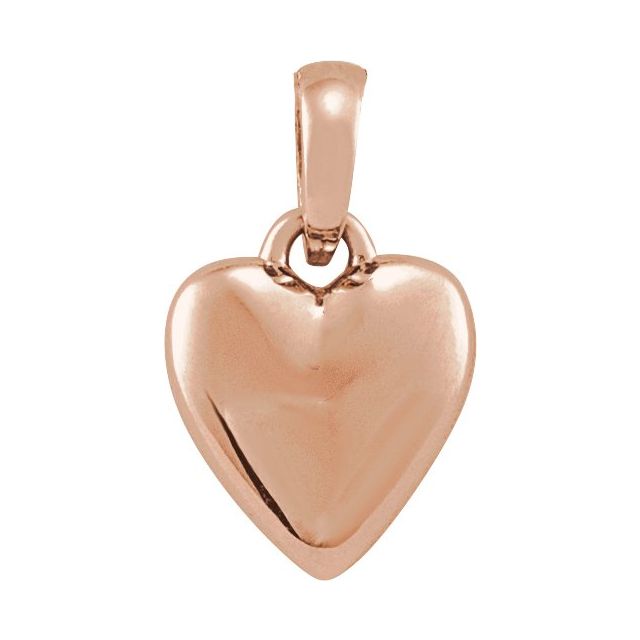 14K Rose Puffed Heart Pendant