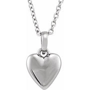 Sterling Silver Puffed Heart 16-18' Necklace