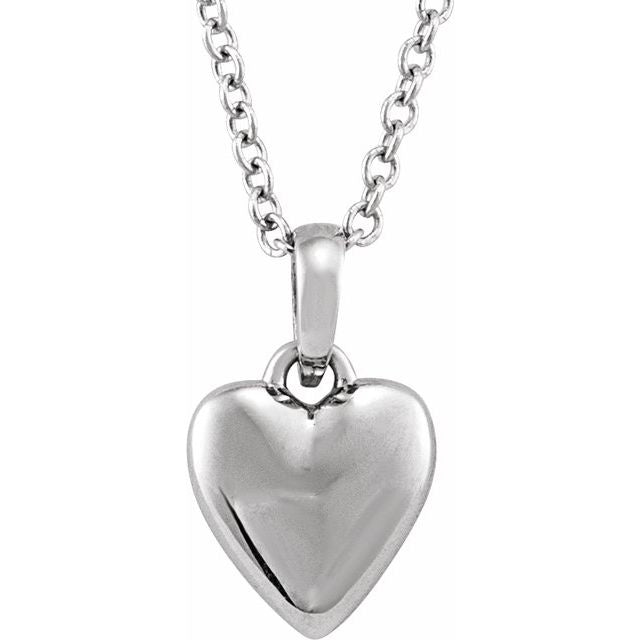 Sterling Silver Puffed Heart 16-18' Necklace