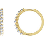 14K Yellow Natural Rainbow Moonstone 20 mm Huggie Hoop Earrings