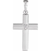 Sterling Silver .015 CT Natural Diamond Engravable Cross Pendant
