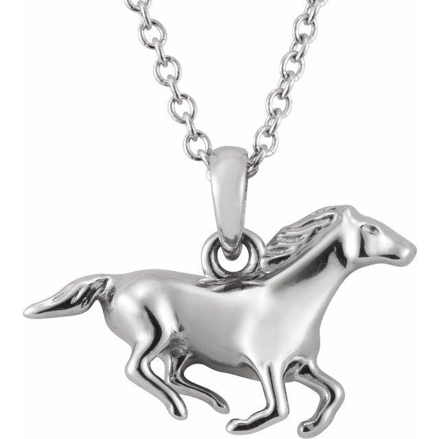 Sterling Silver Horse 16-18' Necklace