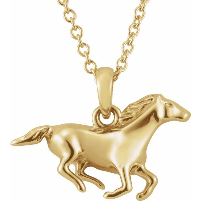 14K Yellow Horse 16-18' Necklace