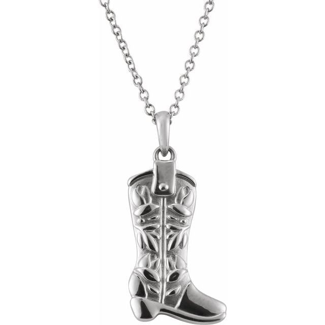 Sterling Silver Western Boot 16-18' Necklace