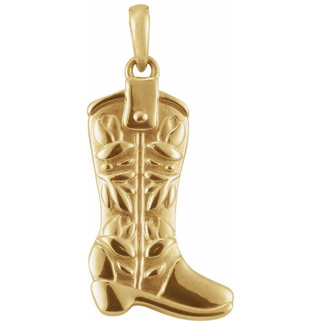 14K Yellow Western Boot Pendant
