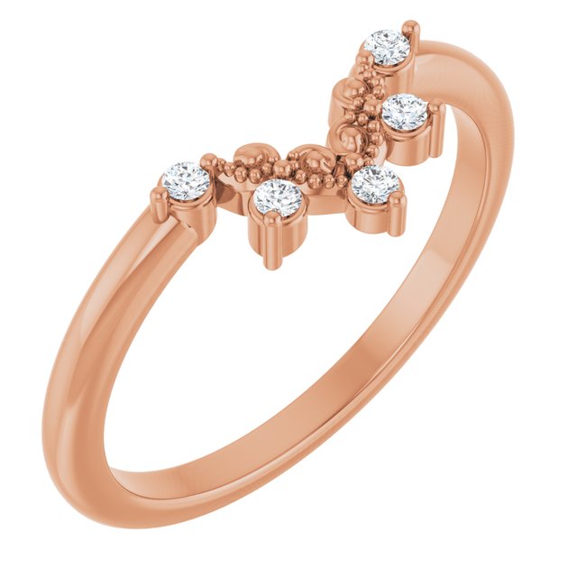 14K Rose Round 1.5mm .07 CTW Natural Diamond Accented Contour Band