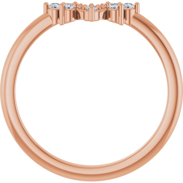 14K Rose Round 1.5mm .07 CTW Natural Diamond Accented Contour Band