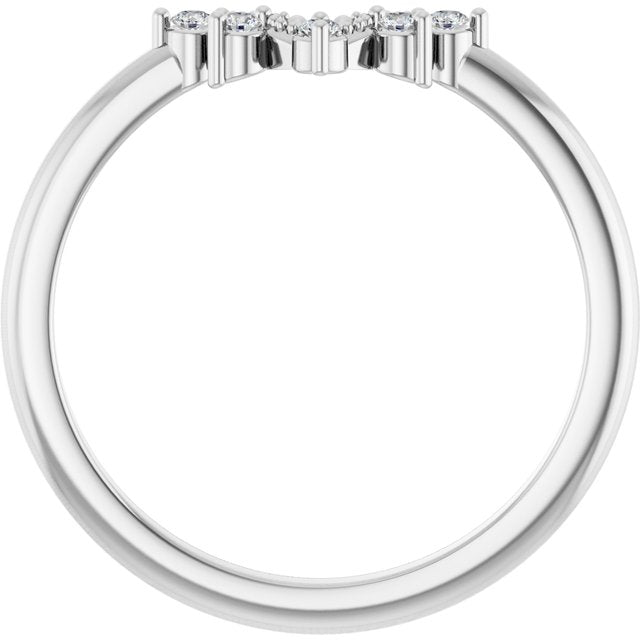 14K White Round 1.5mm .07 CTW Natural Diamond Accented Contour Band