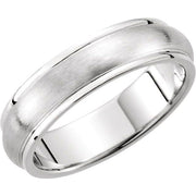 14k White 5 Mm Grooved Band With Satin Finish Size 11