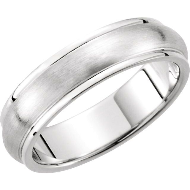 14k White 5 Mm Grooved Band With Satin Finish Size 11