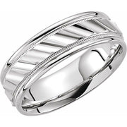 14k White 6.75 Mm Comfort-fit Grooved Design Band Size 8