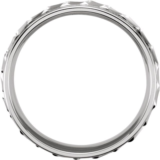 14k White 6.75 Mm Comfort-fit Grooved Design Band Size 8