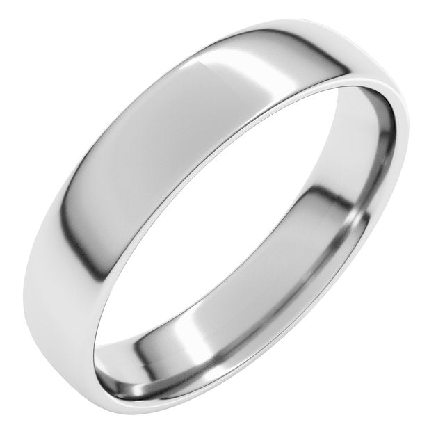 14k White 5 Mm Lightweight Comfort-fit European-style Band Size 8.5