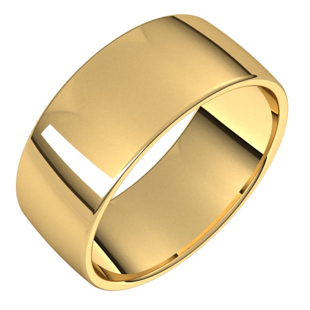 14K Yellow 9 mm Comfort-Fit Lightweight European-Style Band Size 7.5