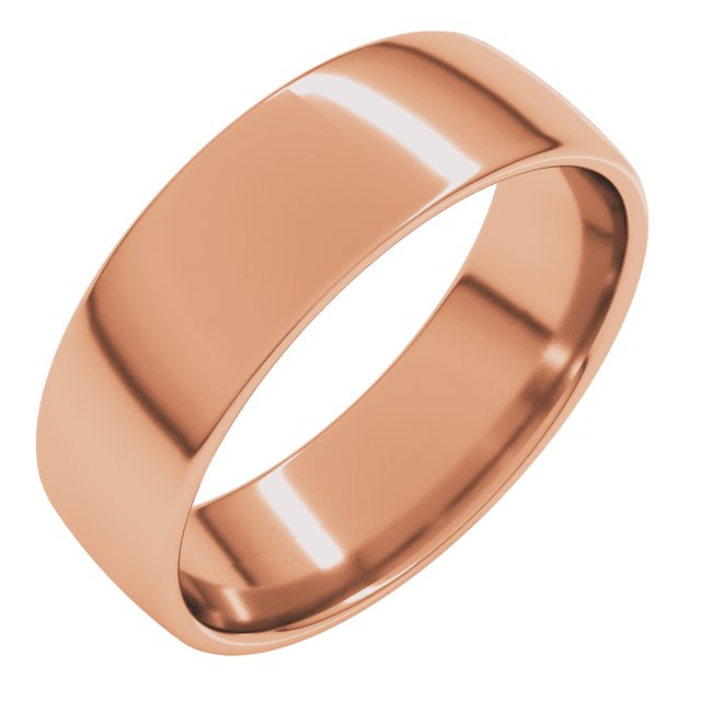 14K Rose 7 mm Comfort-Fit Lightweight European-Style Band Size 7