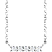 14K White Natural White Sapphire Bar 16' Necklace