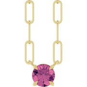 14K Yellow Natural Pink Tourmaline 18' Necklace