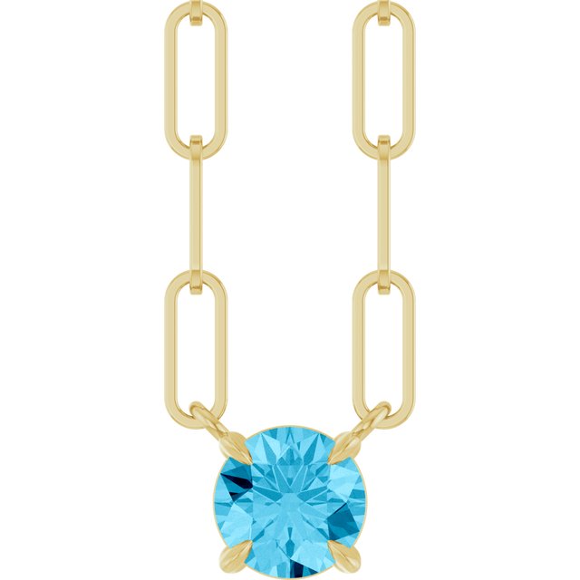 14K Yellow Natural Aquamarine 18' Necklace