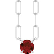 14K White Natural Mozambique Garnet 16' Necklace