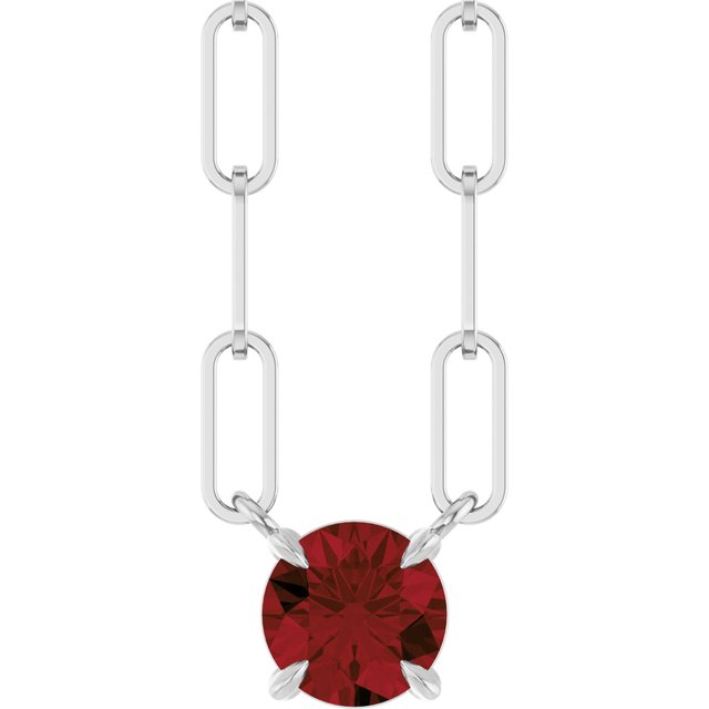 14K White Natural Mozambique Garnet 16' Necklace