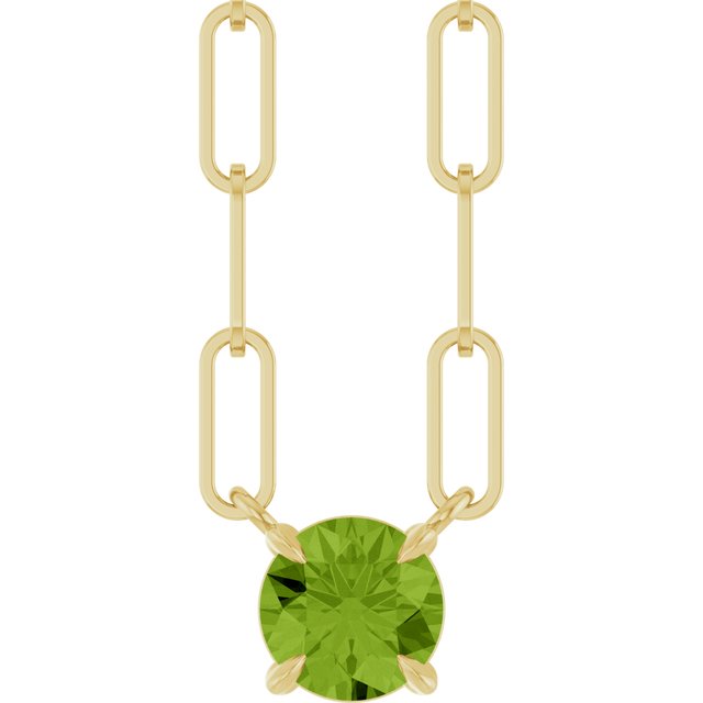 14K Yellow Natural Peridot 18' Necklace