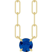 14K Yellow Lab-Grown Blue Sapphire 18' Necklace