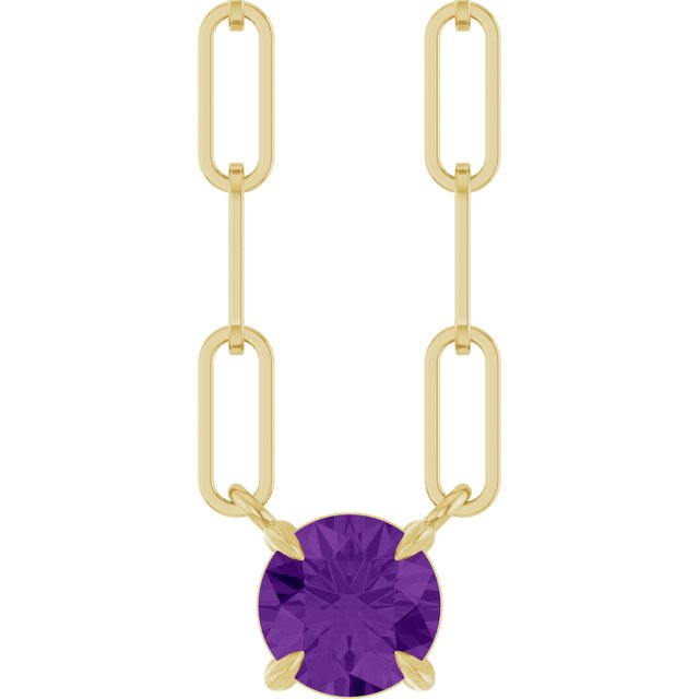 14K Yellow Natural Amethyst 18' Necklace
