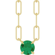 14K Yellow Lab-Grown Emerald 18' Necklace