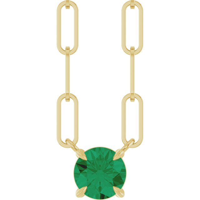 14K Yellow Lab-Grown Emerald 18' Necklace