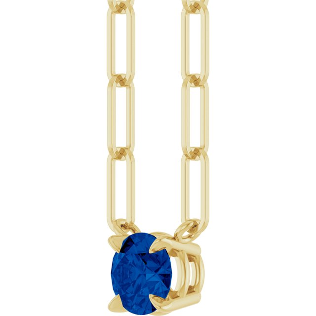 14K Yellow Lab-Grown Blue Sapphire 18' Necklace