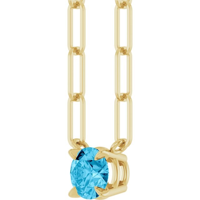 14K Yellow Natural Aquamarine 18' Necklace