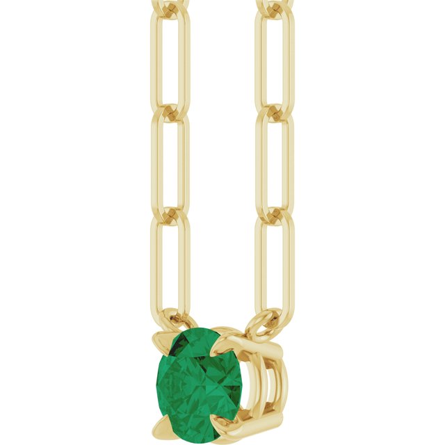 14K Yellow Natural Emerald 18' Necklace