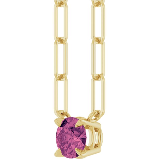 14K Yellow Natural Pink Tourmaline 18' Necklace