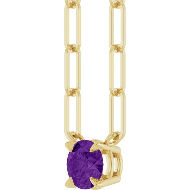 14K Yellow Natural Amethyst 18' Necklace