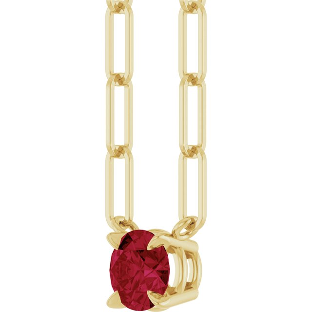 14K Yellow Lab-Grown Ruby 18' Necklace