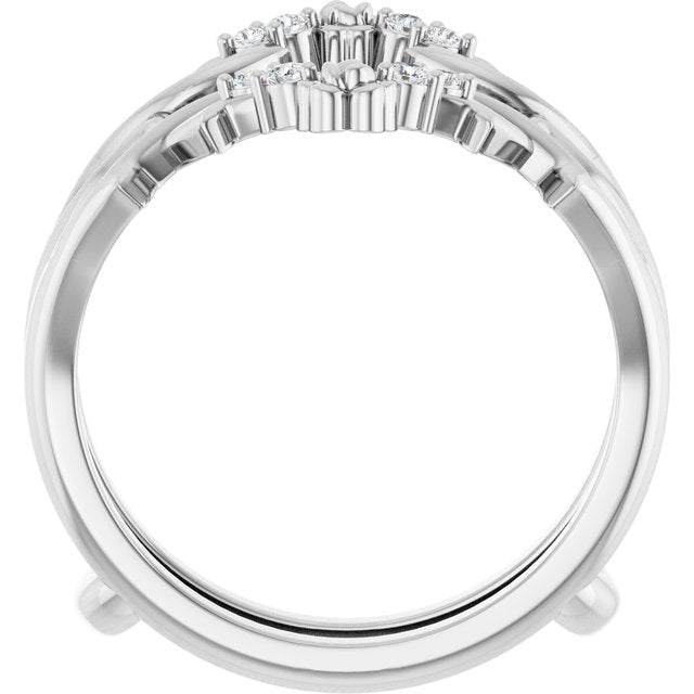 14K White .08 CTW Natural Diamond Ring Guard