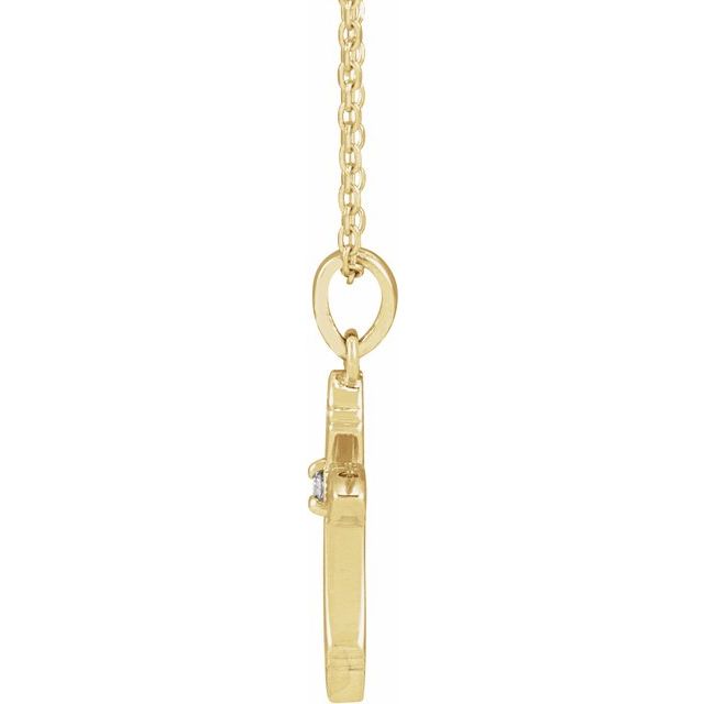 14K Yellow .015 CT Natural Diamond Cross 16-18' Necklace