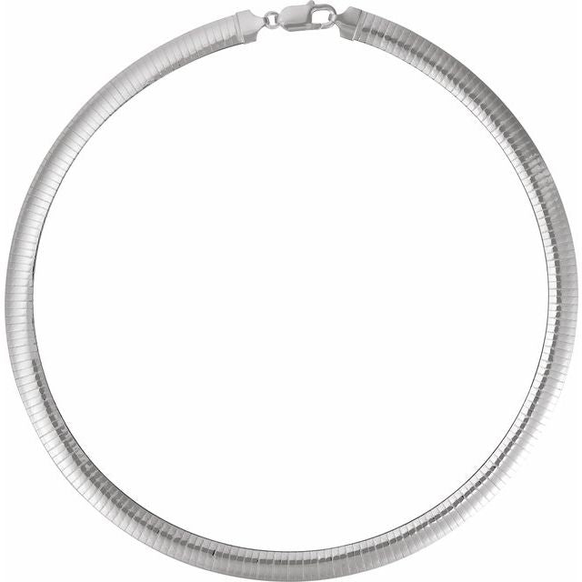 Sterling Silver 7.25 mm Domed Omega 18' Chain