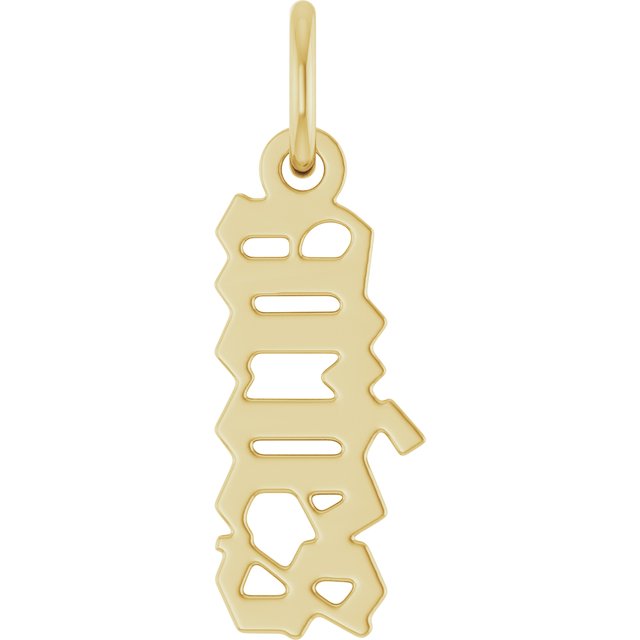 14K Yellow Gothic Aries Pendant