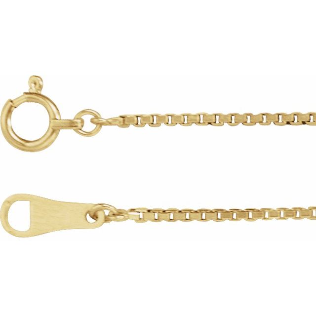 18K Yellow 1 mm Box 20' Chain