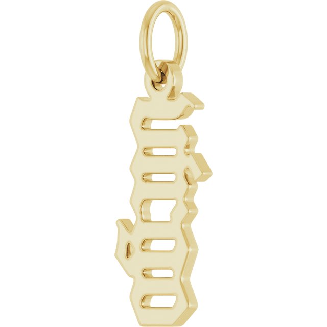 14K Yellow Gothic Virgo Pendant