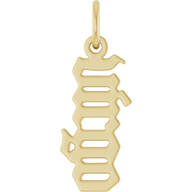 14K Yellow Gothic Virgo Pendant