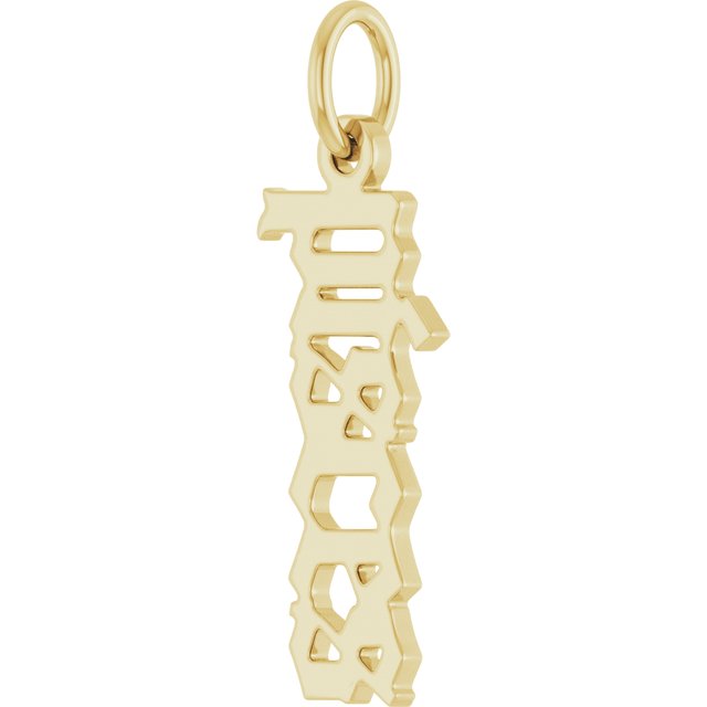 14K Yellow Gothic Pisces Pendant