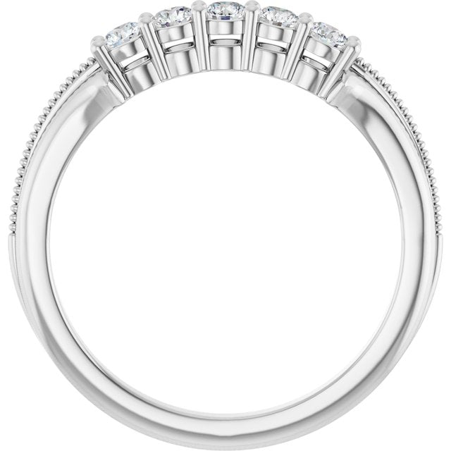 14K White 1/3 CTW Natural Diamond Five-Stone Anniversary Band